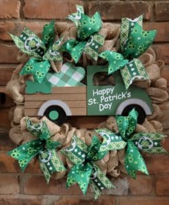 Happy St Patrick's Day Truck 16" Burlap Wreath