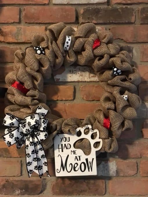 You Had Me At Meow #2 16" Burlap Wreath Door Decor