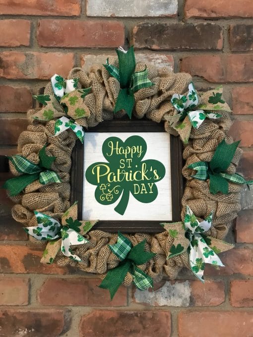 Happy St Patrick's Day 16" Burlap Wreath