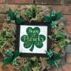Happy St Patrick's Day Shamrocks 16" Burlap Wreath