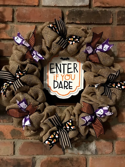 Enter If You Dare Halloween 16" Burlap Wreath