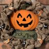 Trick or Treat Halloween Pumpkin 16" Burlap Wreath
