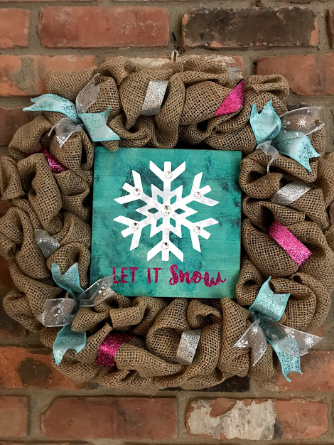 Winter Let It Snow 16" Burlap Wreath