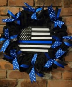 Thin Blue Line Police 16 Burlap Wreath