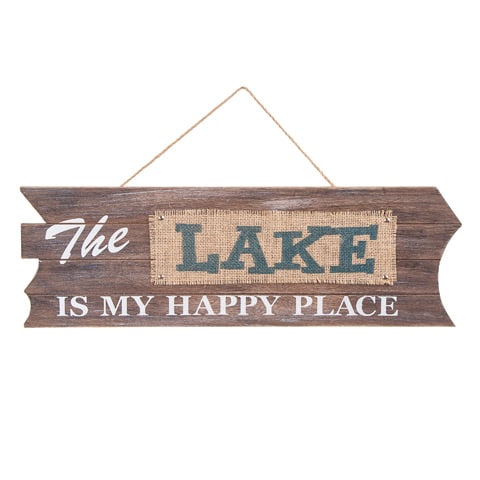 The Lake Is My Happy Place 21 x 7 Wood Sign