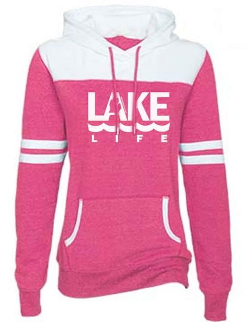 Michigan Lake Life Women's Pink Varsity Fleece Hoodie