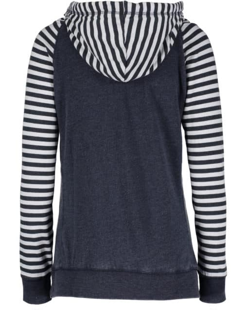 Michigan Lake Life Women's Navy Striped Chalk Fleece Hoodie - Image 2