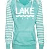 Michigan Lake Life Women's Seaglass Striped Chalk Fleece Hoodie