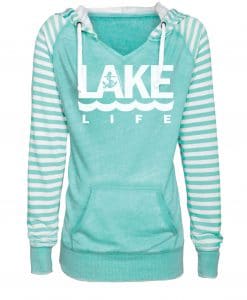 Michigan Lake Life Women's Seaglass Striped Chalk Fleece Hoodie