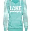 Michigan Lake Life Women's Seaglass Striped Chalk Fleece Hoodie