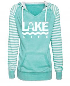 Michigan Lake Life Women's Seaglass Striped Chalk Fleece Hoodie