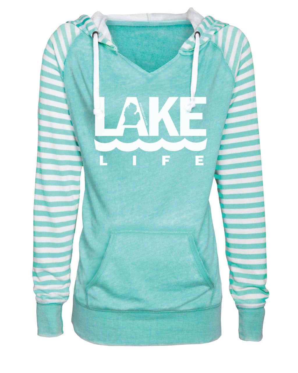 Michigan Lake Life Women's Seaglass Striped Chalk Fleece Hoodie