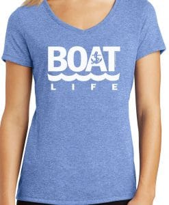 Boat Life Women's Maritime Frost Anchor V-Neck T-Shirt Tee