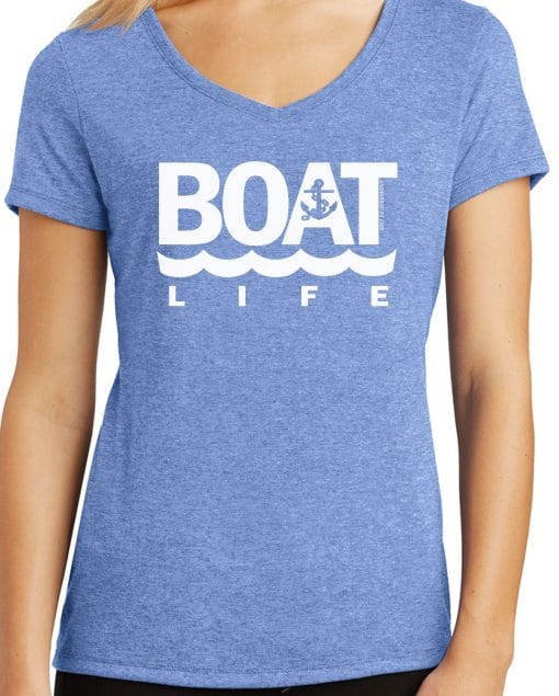 Boat Life Women's Maritime Frost Anchor V-Neck T-Shirt Tee