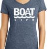 Boat Life Women's Navy Frost Anchor V-Neck T-Shirt Tee