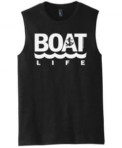 Boat Life Men's Black Anchor Tank Top Sleeveless Tee