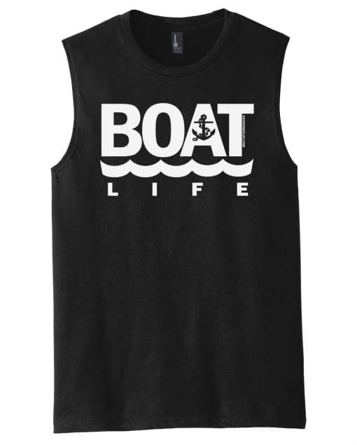 Boat Life Men's Black Anchor Tank Top Sleeveless Tee