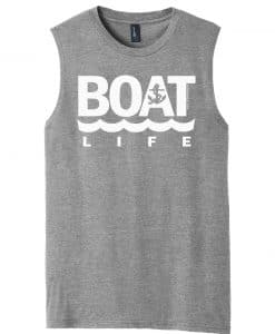 Boat Life Men's Gray Anchor Tank Top Sleeveless Tee