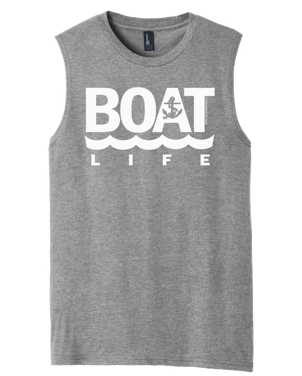 Boat Life Men's Gray Anchor Tank Top Sleeveless Tee