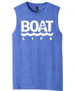 Boat Life Men's Blue Frost Anchor Tank Top Sleeveless Tee