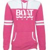 Boat Life Women's Pink Anchor Varsity Fleece Hoodie