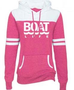 Boat Life Women's Pink Anchor Varsity Fleece Hoodie