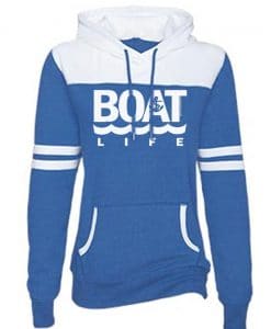 Boat Life Women's Blue Anchor Varsity Fleece Hoodie