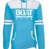 Boat Life Women's Turquoise Anchor Varsity Fleece Hoodie