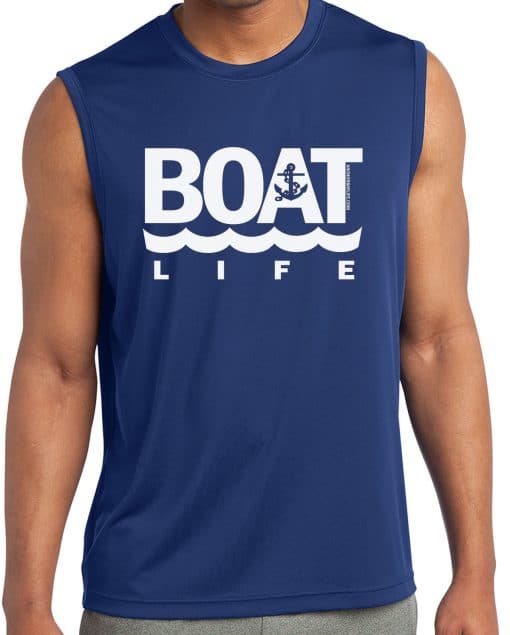 Boat Life Men's Royal Blue Competitor Anchor Tank Top Sleeveless Tee