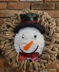 Snowman Sparkly 16" Burlap Christmas Wreath Door Decor