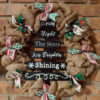 O Holy Night The Stars are Brightly Shining 16" Burlap Christmas Wreath