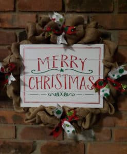 Merry Christmas 16" Burlap Wreath Door Decor