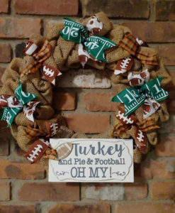 Turkey and Pie & Football Oh My 16" Burlap Fall Wreath