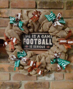 Life is a Game Football Is Serious 16" Fall Burlap Wreath