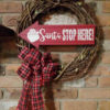 Santa Stop Here 16" Grapevine Wreath Door Decor