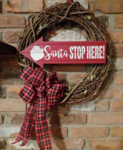 Santa Stop Here 16" Grapevine Wreath Door Decor