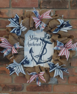 Stay Anchored 16" Nautical Burlap Wreath Door Decor