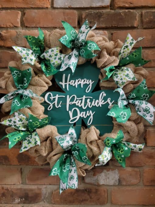 Happy St. Patrick's Day 16" Burlap Wreath