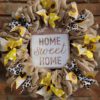 Home Sweet Home Sunflower Leopard 16" Burlap Wreath Door Decor