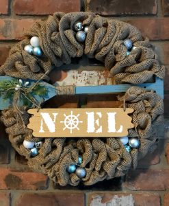 Noel 16" Nautical Burlap Christmas Wreath