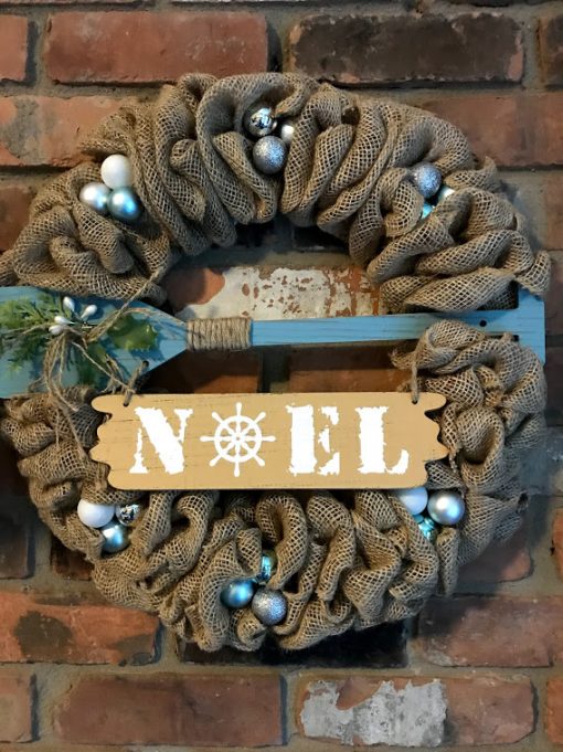 Noel 16" Nautical Burlap Christmas Wreath