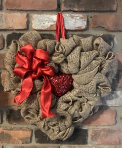 Bling Heart Shaped 15" Burlap Wreath