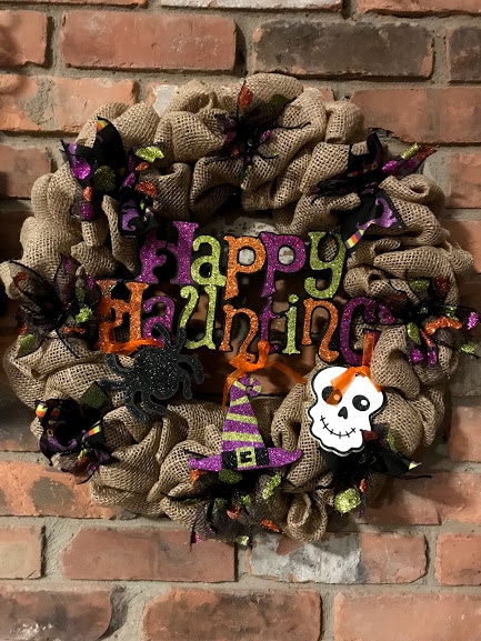 Happy Haunting Halloween 16" Burlap Wreath