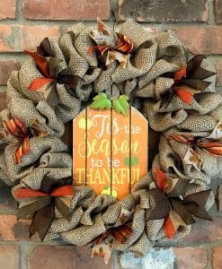 Tis the Season to Be Thankful Thanksgiving 16" Burlap Wreath