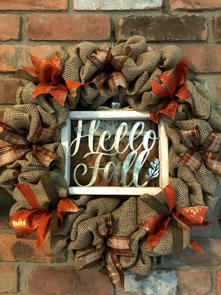 Hello Fall 16" Burlap Wreath Door Decor