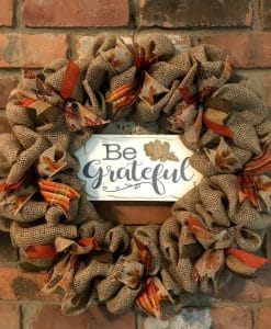 Be Grateful Thanksgiving 16" Burlap Wreath