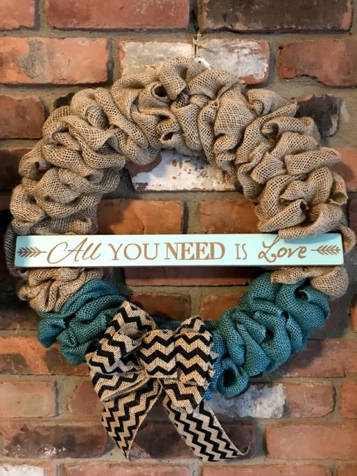 All You Need is Love 16" Burlap Wreath Door Decor