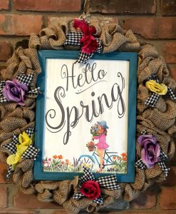 Hello Spring 18" Burlap Wreath Door Decor