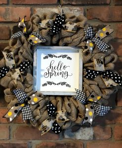 Hello Spring Bee 16" Burlap Wreath Door Decor