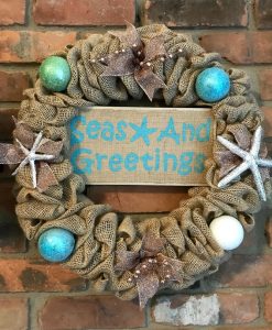 Seas and Greetings 16" Nautical Burlap Christmas Wreath